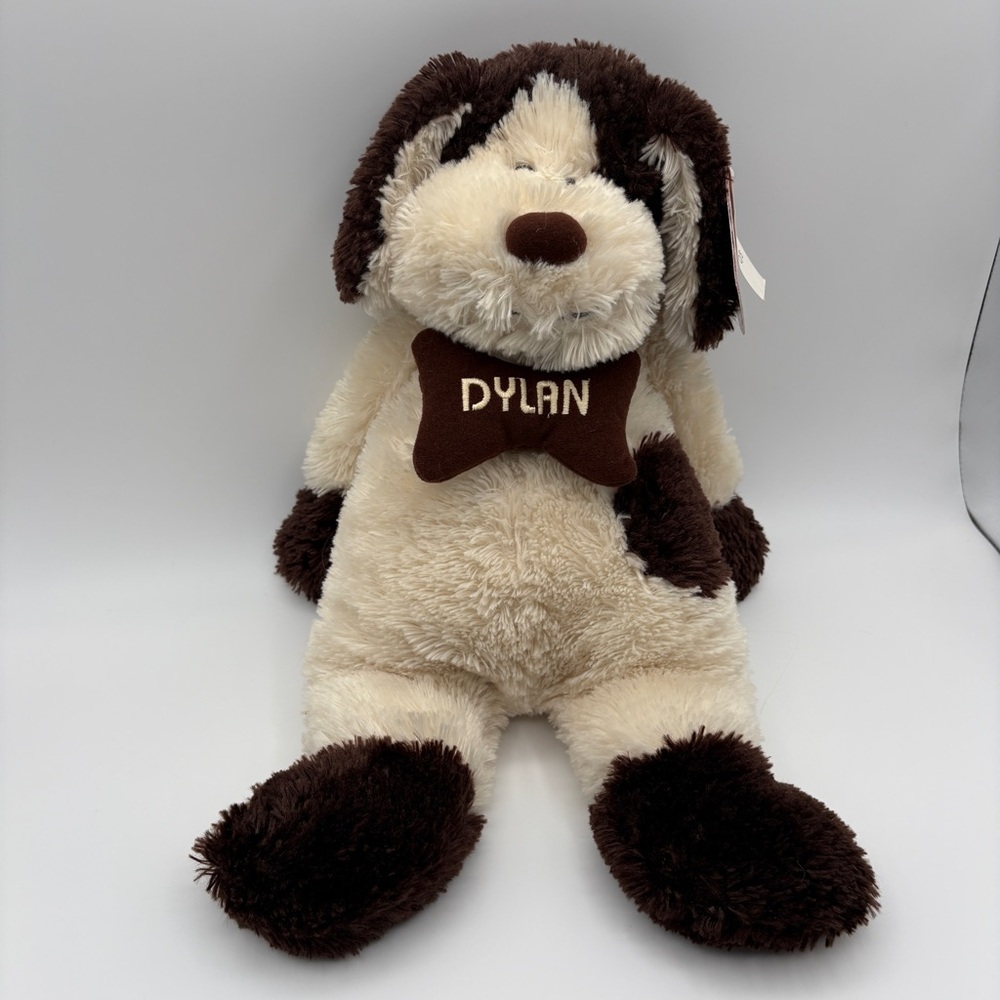 NWT La Senza Girl 2007 Annual Plush DYLAN Puppy Dog Plush w Bone Cream Brown 17"